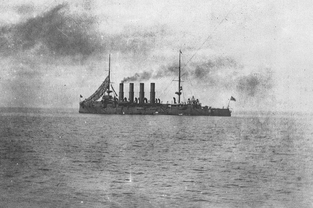Крейсер «Варяг» на пути в корейский порт Чемульпо, начало февраля 1904 года. Фото: Public Domain