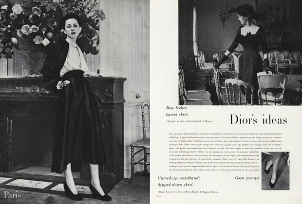 Модели диоровского New Look в журнале Vogue, апрель 1947 года