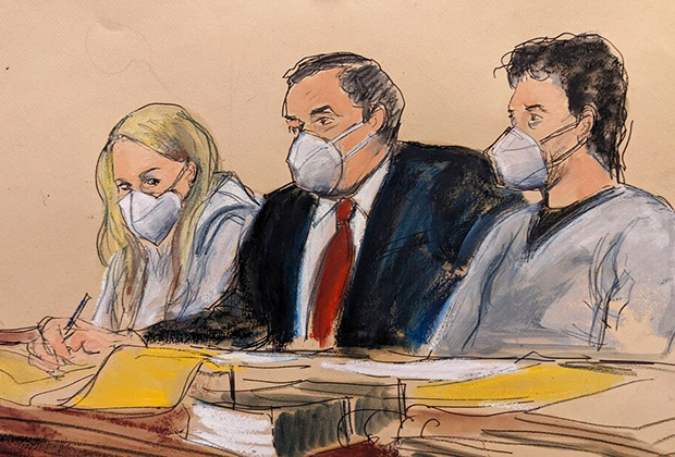 Судебная зарисовка заседания по делу Лихтенштейна и Морган 8 февраля. Изображение: Elizabeth Williams / AP