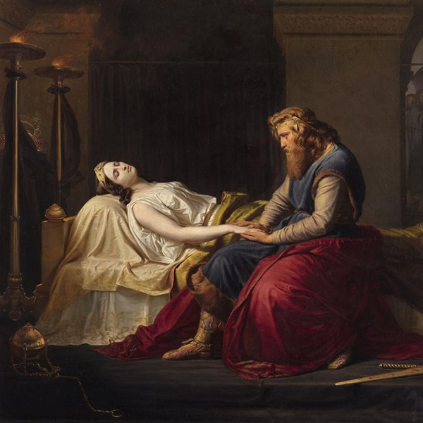 Император Карл в трауре со своей покойной женой Фастрадой, картина 1857 года