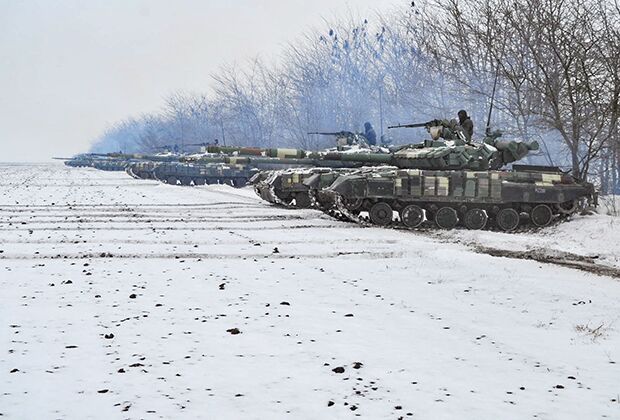 Танки ВСУ на полигоне в Днепропетровской области, Украина, 8 февраля 2022 года