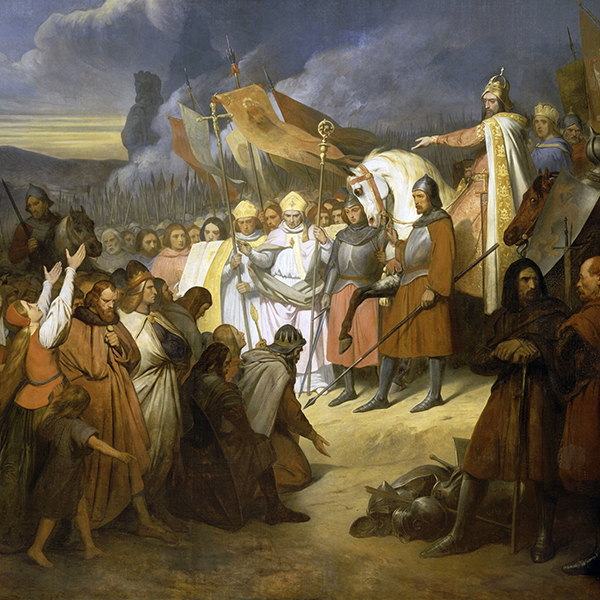 Карл Великий, подчинивший норвежского конунга Витикинда в 785 году, картина 1835 года