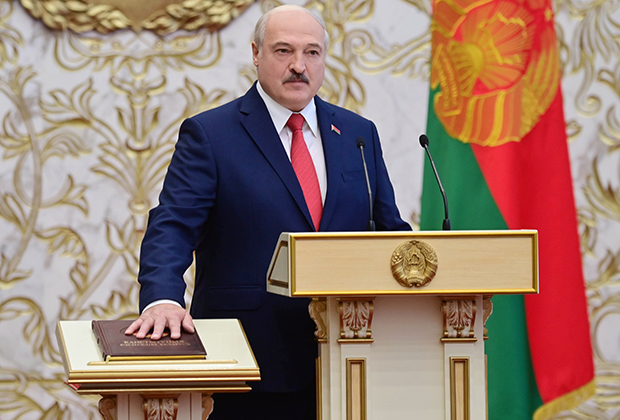 Александр Лукашенко на церемонии инаугурации в Минске, 2020 год