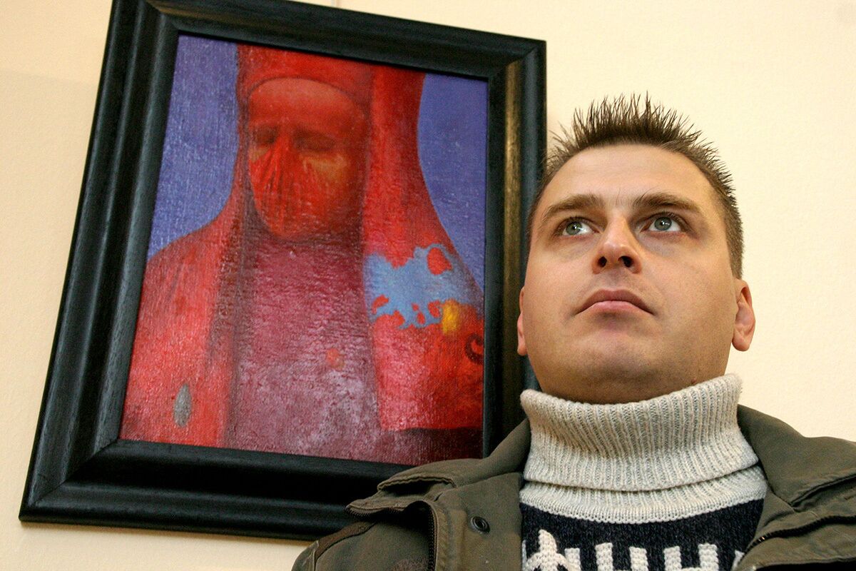 Правнук Иосифа Сталина художник Яков Джугашвили на открытии персональной выставки в Тбилиси, 2005 год