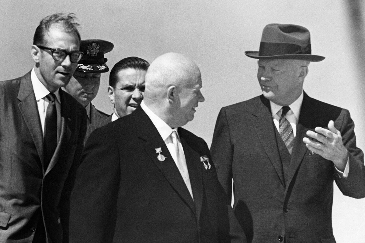 Никита Хрущев и президент США Дуайт Эйзенхауэр, 1959 год