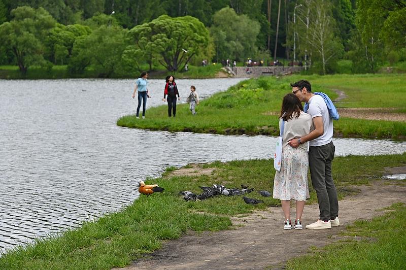 Отдыхающие в парке Покровское-Стрешнево.