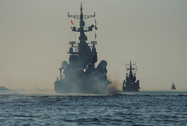 Российские военные корабли во время учений в Балтийском море, 2021 год 
