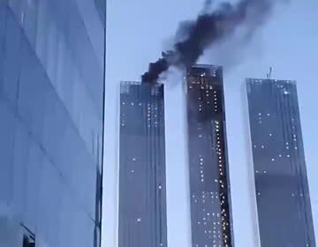 В  районе «Москва-сити» загорелся небоскреб