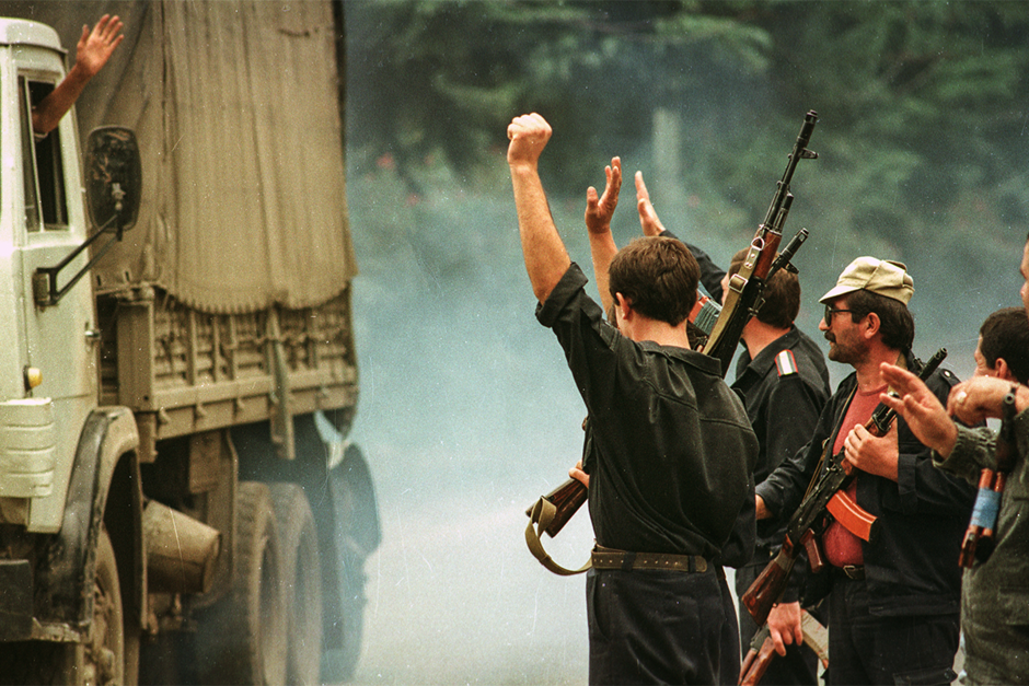 Грузинские солдаты покидают Сухуми, сентябрь 1992 года 