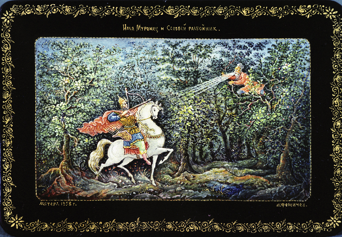 Шкатулка с миниатюрой по мотивам древнерусской былины «Илья Муромец и Соловей-разбойник»