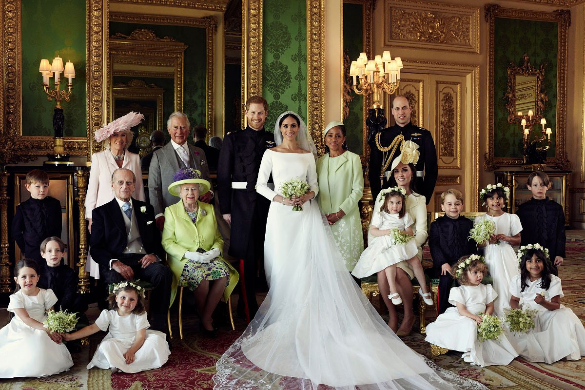 Королевская семья на свадьбе принца Гарри и Меган Маркл в 2018 году
