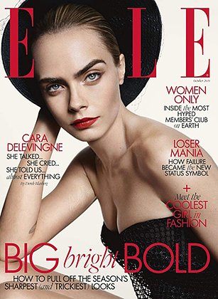Кара Делевинь на обложке журнала Elle в 2019 году