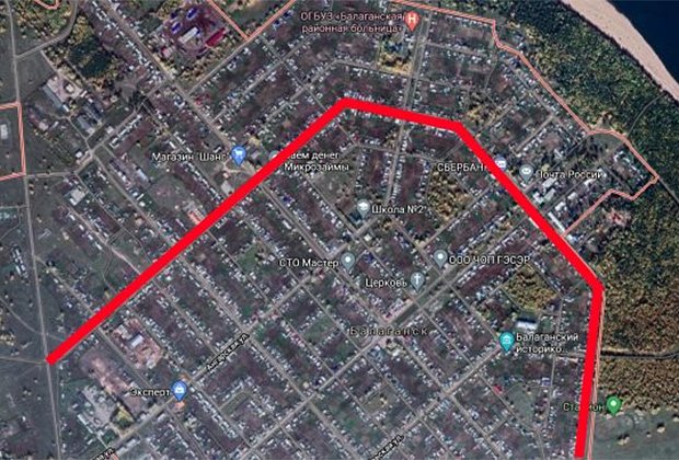 Кольцевая улица на карте Балаганска