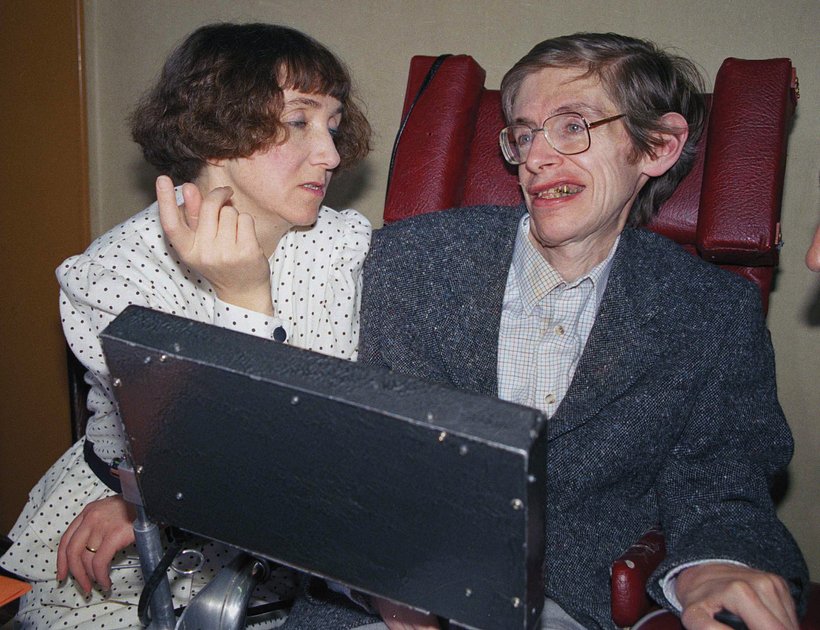 Стивен Хокинг со своей женой Джейн, Париж, 1989 год