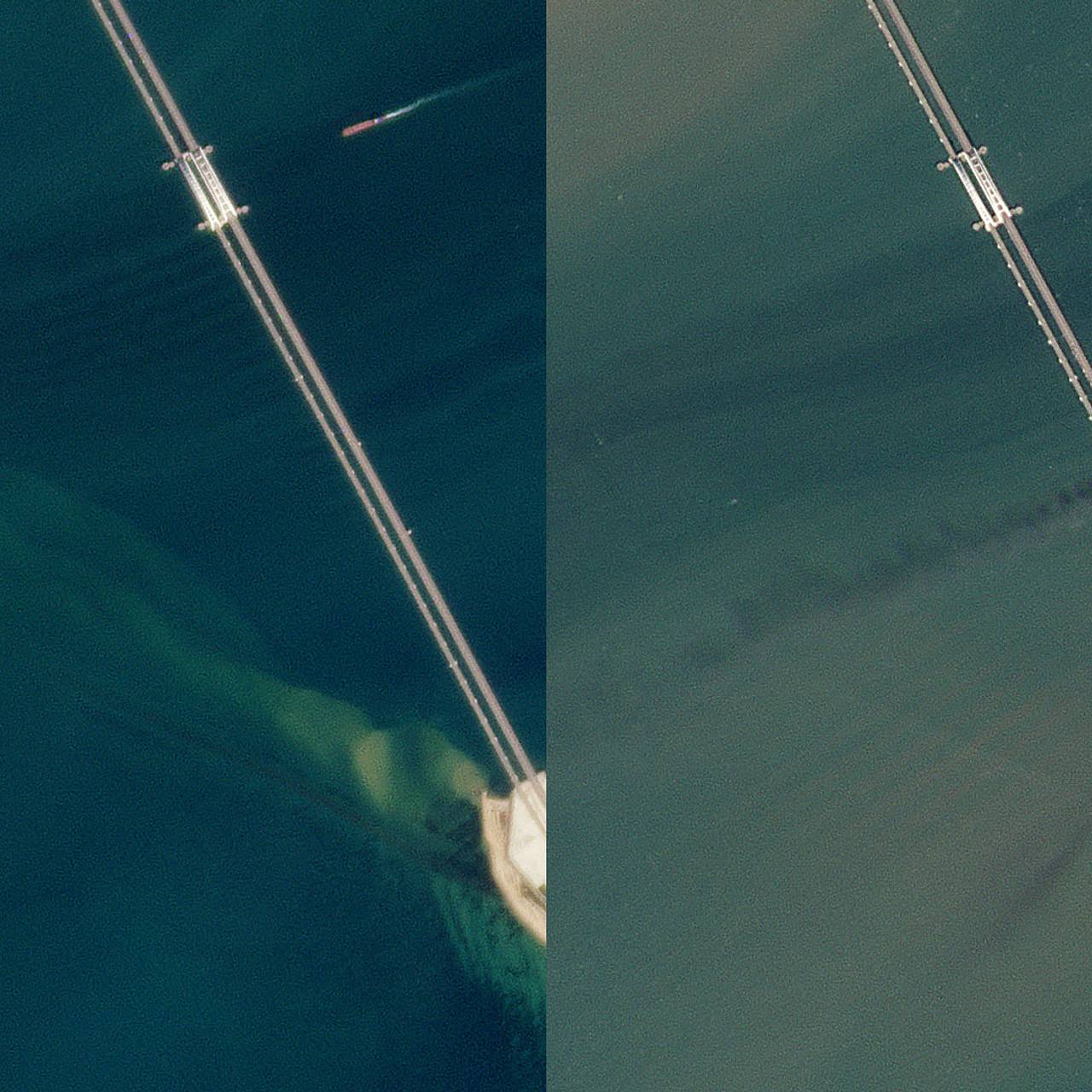 Опубликованы снимки Крымского моста из космоса до и после взрыва