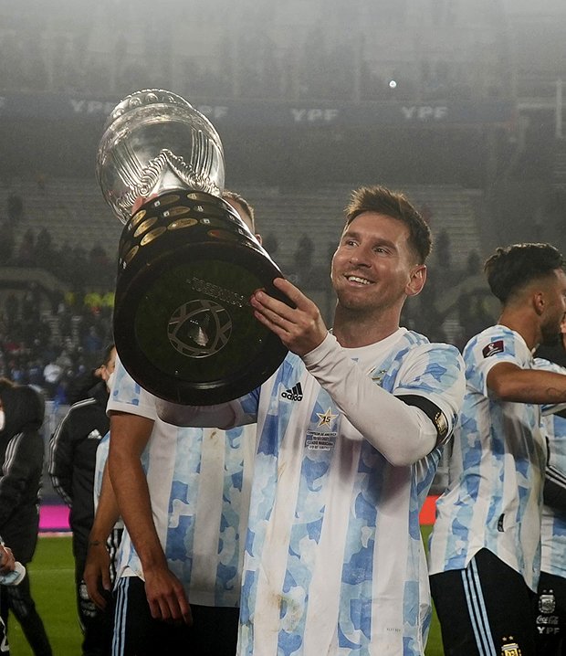 Лионель Месси после победы сборной Аргентины на Кубке Америки. 2021 год