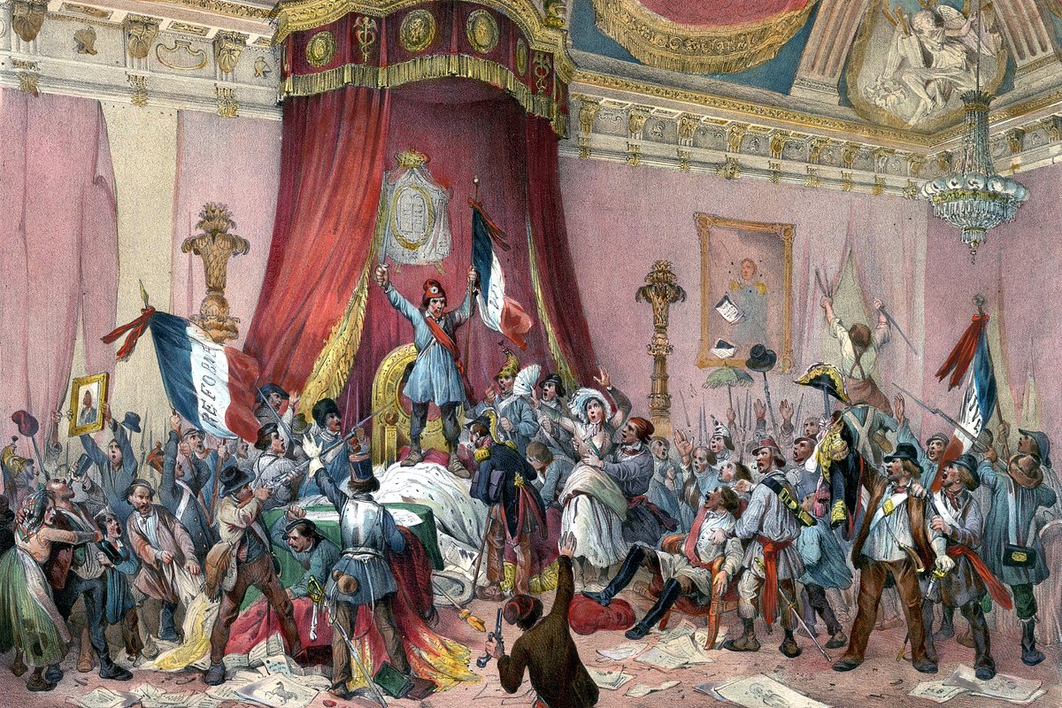 Восставший народ в тронном зале дворца Тюильри в Париже во время Февральской революции 1848 года