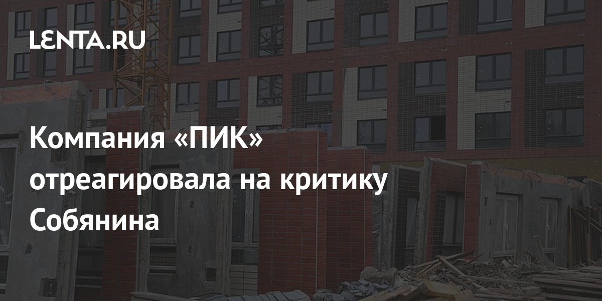 Компания «ПИК» отреагировала на критику Собянина: Город: Среда обитания ...