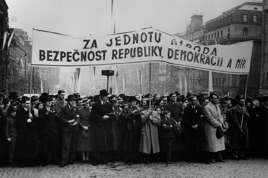 Политическая демонстрация в Праге, Чехословакия, 1938 год