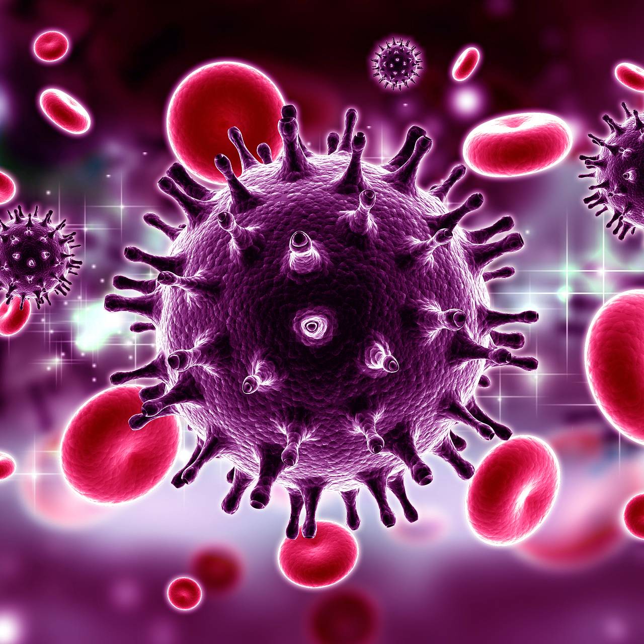 Клетка иммунодефицита. Вирус. Вирус СПИДА. Вирус ВИЧ.