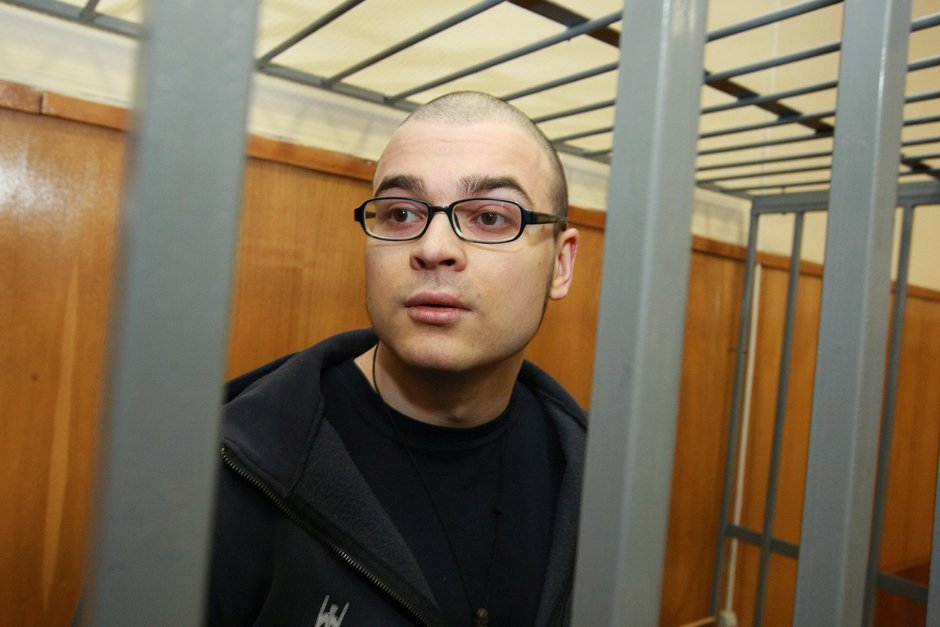 Максим Марцинкевич (Тесак) в зале Хамовнического суда Москвы. 16 января 2009 года