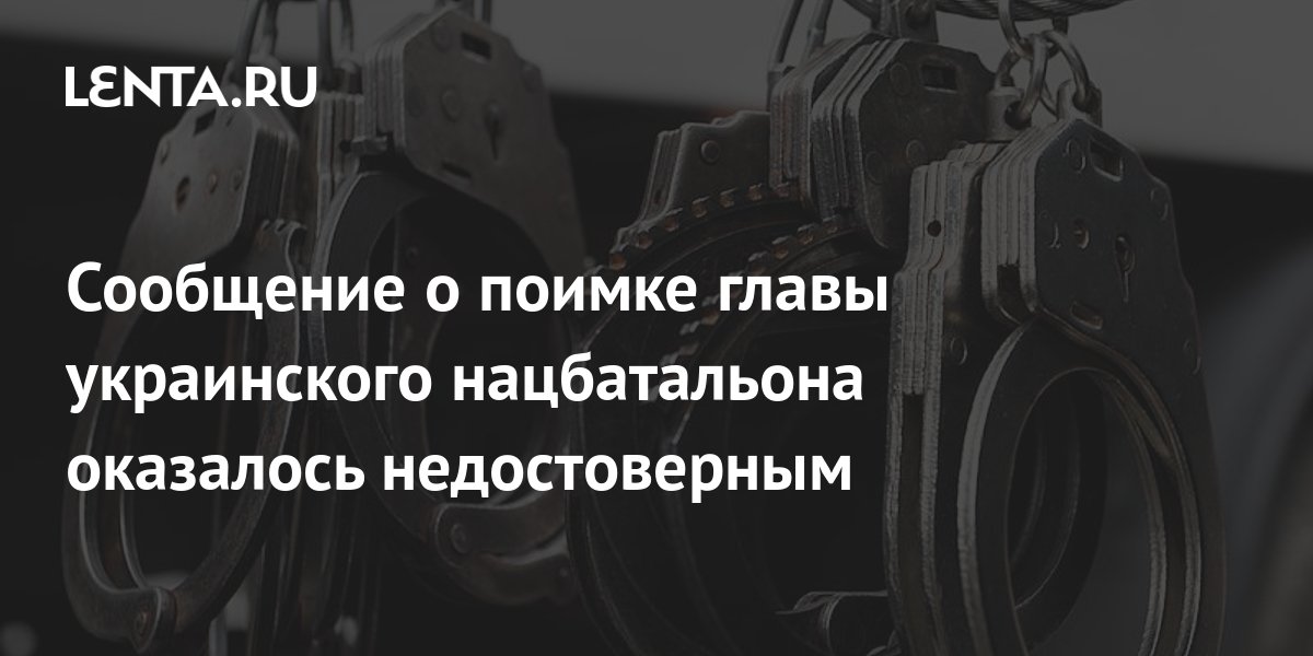 Сообщение о поимке главы украинского нацбатальона оказалось ...
