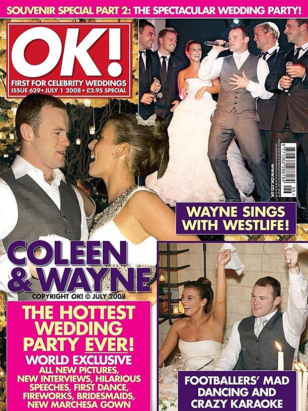 Обложка журнала OK! с репортажем со свадьбы Уэйна Руни и Колин Маклафлин. Изображение: журнал OK!