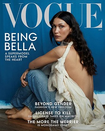 Очередная обложка Vogue с Беллой Хадид и выносом статьи о ней, апрель 2022 года