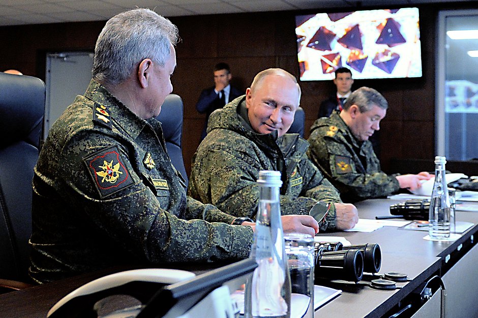 Президент России Владимир Путин, министр обороны Сергей Шойгу и начальник генштаба Валерий Герасимов