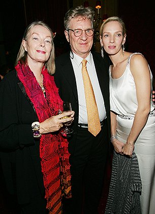 Ума Турман с родителями Робертом и Неной Турман, Нью-Йорк, 2005 год