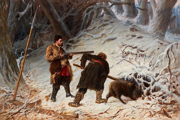 Василий Перов. «Охота на медведя зимой»