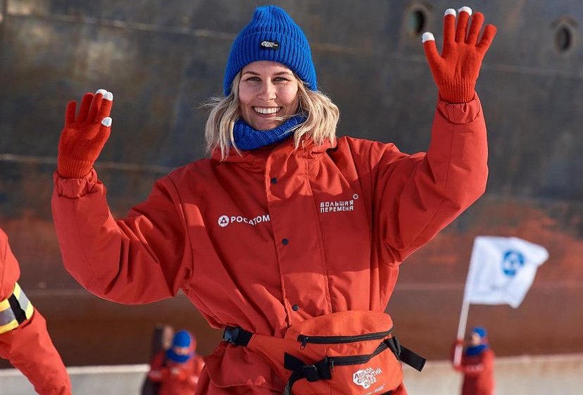 Алла Шишкина во время экспедиции на Северный полюс