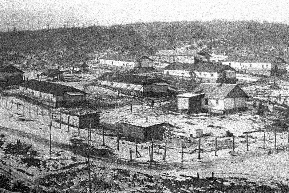 Городок колонны в исправительно-трудовом лагере