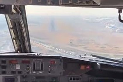 Столкновение самолета с птицей записали на видео из кабины пилота