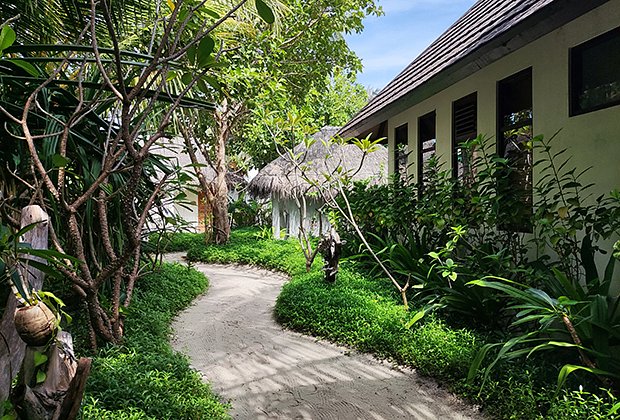Улицы курорта Fushifaru с тропическими растениями