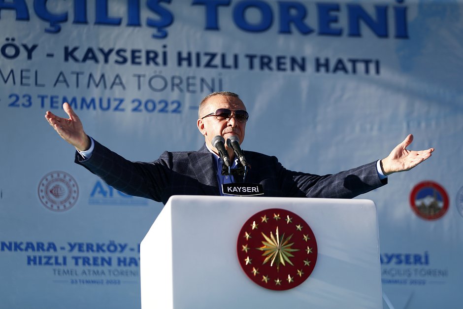 Президент Турции Реджеп Тайип Эрдоган, Кайсери, 23 июля 2022 года