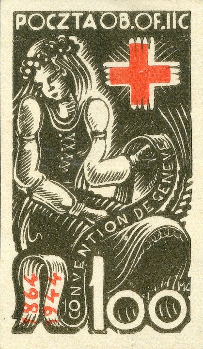 Почтовая марка концлагеря Вольденберг. Сентябрь 1944 года. Сбор Красного Креста в пользу военнопленых