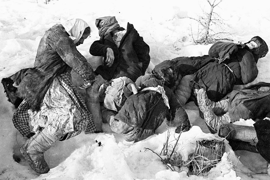 Тела убитых мирных жителей, Ржев, март 1943 года