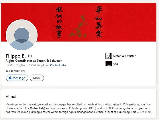 Удаленный профиль Бернардини на LinkedIn. Скриншот: LinkedIn