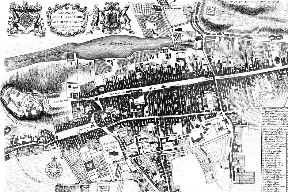 Карта Старого города Эдинбурга середины XVIII века