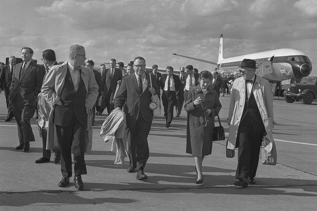 Делегация журналистов из США в Шереметьево, 1962 год 