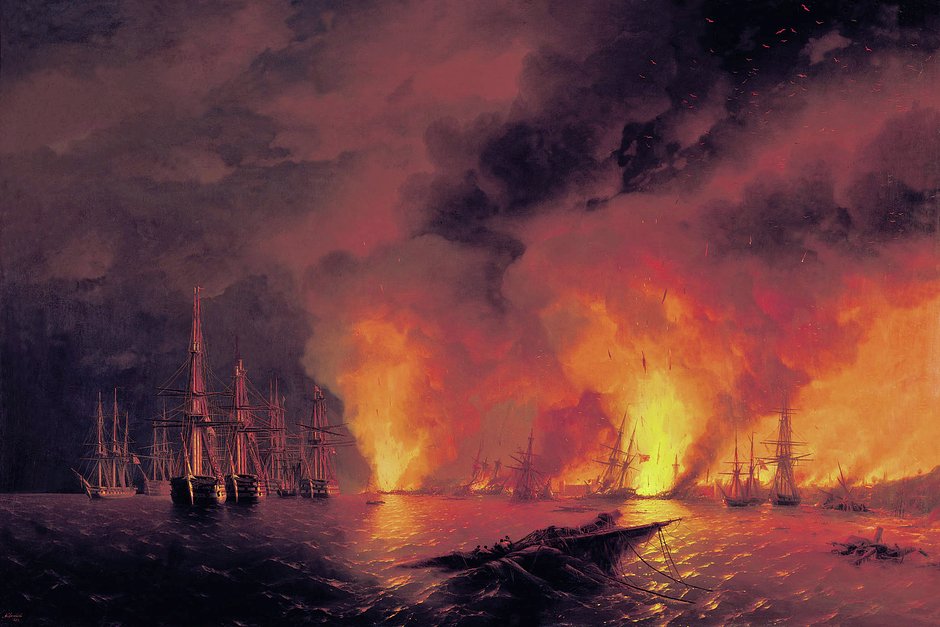 Синопский бой, закончившийся разгромом турецкого флота, стал последним в мировой истории крупным морским сражением парусных флотов.