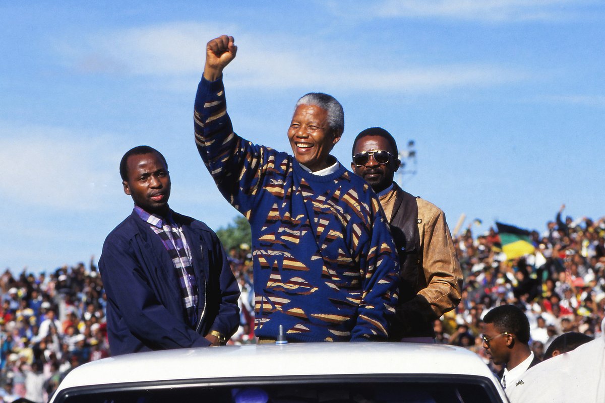 Нельсон Мандела проводит предвыборную кампанию в Кейптауне, 1995 год