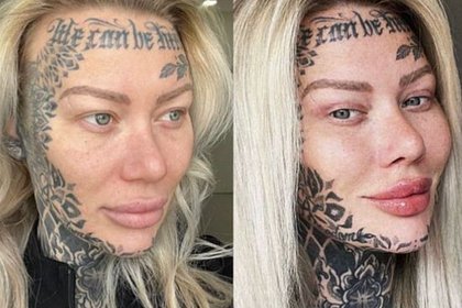 Самая татуированная женщина Британии показала лицо без макияжа после пластики