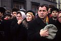 Москвичи на церемонии торжественного захоронения останков Неизвестного солдата в Александровский сад из братской могилы на Ленинградском шоссе. 3 декабря 1966 года