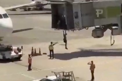 Попытавшиеся взять штурмом самолет пассажиры попали на видео
