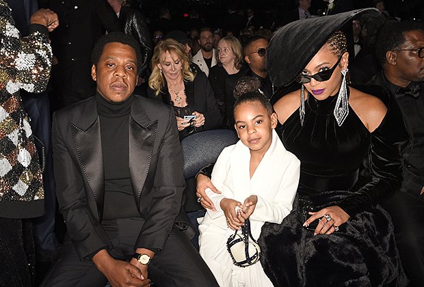 Бейонсе и Jay-Z с дочерью на премии «Грэмми» в 2018 году