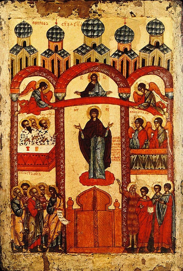 Икона «Покров Пресвятой Богородицы» (Новгород, 1401-1425 годы) 