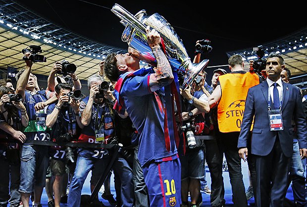 Месси после победы «Барселоны» над «Ювентусом» в финальном матче Лиги чемпионов UEFA, 2015 год  