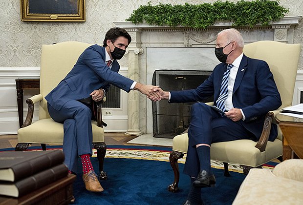 Джастин Трюдо и президент США Джо Байден в Белом доме в 2021 году